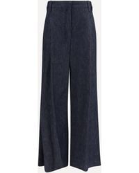 Brunello Cucinelli - Denim Effect Twill Wide Pants - Lyst