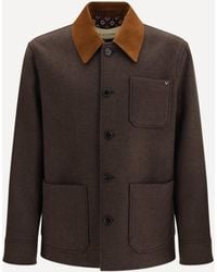 Valentino - Wool Jacket With Suede Collar - Lyst