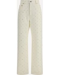 Golden Goose - Denim Pearl And Crystal Embroidered Pants - Lyst