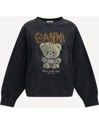 Ganni - Isoli Forest Teddy Sweatshirt Phantom - Lyst