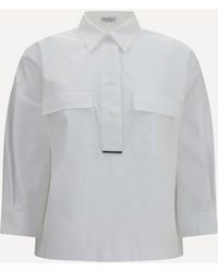Brunello Cucinelli - Cotton Shirt With Monili Details - Lyst