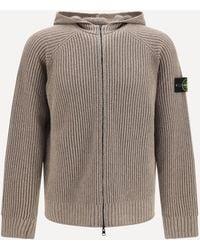 Stone Island - Hooded Zip-Up Sweater - Lyst