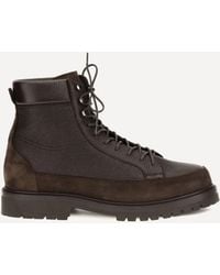 Brunello Cucinelli - Lace-Up Deer Leather And Suede Ankle Boots - Lyst