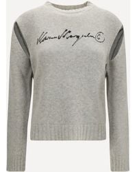 MM6 by Maison Margiela - Knitted Sweater With Logo Lettering - Lyst
