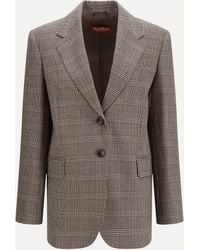 Max Mara - Checked Pattern Wool Blazer - Lyst