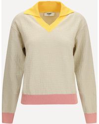 Fendi - Cotton And Silk Sweater With Ff Logo - Lyst