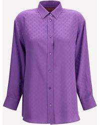 Gucci - Gg Supreme Print Silk Shirt - Lyst