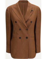 Lardini - Double-Breasted Linen Blazer - Lyst