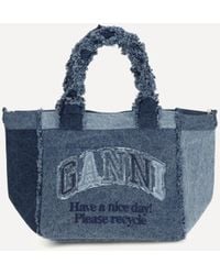 Ganni - Small Trapeze Denim Shopper - Lyst