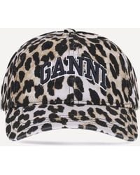 Ganni - Leopard Baseball Hat - Lyst
