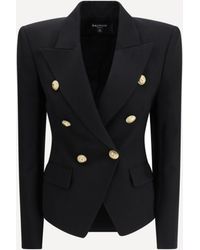 Balmain - 6 Buttons Fitted Grain De Poudre Jacket - Lyst