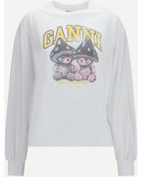 Ganni - Teddy Mushroom Long-Sleeve Cotton T-Shirt - Lyst