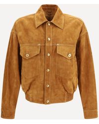 Versace - Leather Button Jacket Lamb - Lyst