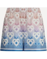 CASABLANCA - Gradient Heart Monogram Silk Shorts - Lyst