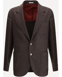 Brunello Cucinelli - Prince Of Wales Wool Blazer - Lyst