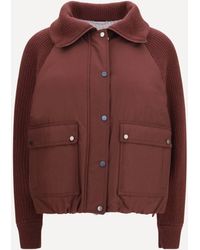 Brunello Cucinelli - Down Jacket With Wool Sleeves - Lyst