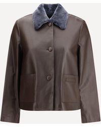 Marni - Leather Jacket With A Shearling Collar - Lyst
