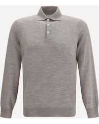 Brunello Cucinelli - Virgin Wool Polo Sweater - Lyst