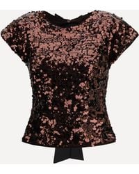Ganni - Sequin Top With Bow Back - Lyst