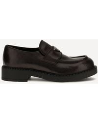 Prada - Brushed Leather Loafers Teak - Lyst