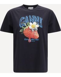 Ganni - Strawberry Cotton T-Shirt - Lyst