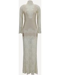 Rabanne - Long Lace And Jersey Dress - Lyst