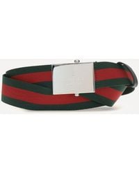 Gucci - Web Ribbon Belt With Rectangular Buckle - Lyst