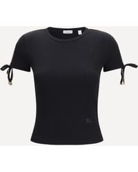 Burberry - Cotton Lace-Detail T-Shirt - Lyst