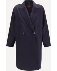 Max Mara - Double Breasted Wool Drap Coat - Lyst