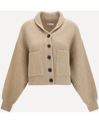 Tory Burch - Ribbed Wool Cropped Cardigan - Lyst