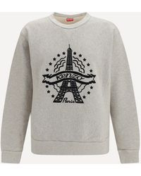 KENZO - Eiffel Tower Design Cotton Sweatshirt - Lyst