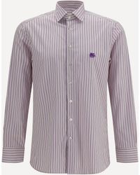 Etro - Roma Striped Cotton Shirt With Pegaso Logo - Lyst