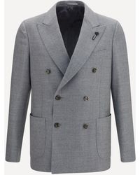 Lardini - Double-Breasted Wool-Blend Jacket - Lyst