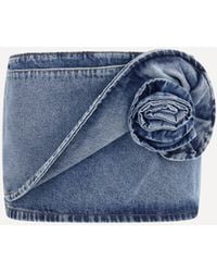 Magda Butrym - Twisted Floral Denim Mini Skirt - Lyst
