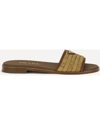 Prada - Raffia Slippers Sandals - Lyst