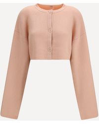 TOTEME - Cropped Crewneck Cardigan With Button Fastening - Lyst