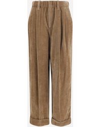 Brunello Cucinelli - Pleated Corduroy Trousers - Lyst