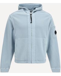 C.P. Company - Cotton Diagonal Fleece Zip Hooded Sweatshirt - Lyst