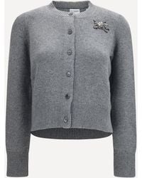 Burberry - Wool And Cashmere Equestrian Knight Logo Cardigan - Lyst