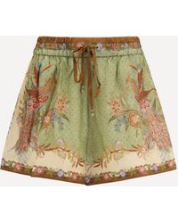 Zimmermann - Indra Relaxed Silk Drawstring Shorts - Lyst
