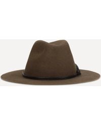 Brunello Cucinelli - Felt Fedora Hat With Leather Band And Monile - Lyst