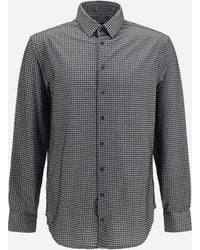 Giorgio Armani - Cotton Shirt With Geometric Flock Print - Lyst