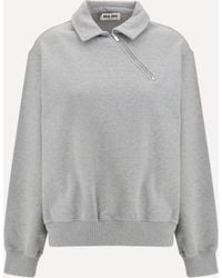 Miu Miu - Sweatshirt With Oblique Zip Closure - Lyst