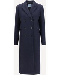 Prada - Shetland Wool Double Breasted Coat - Lyst