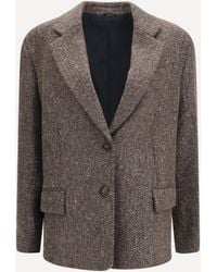 Brunello Cucinelli - Single-Breasted Virgin Wool Blend Jacket - Lyst