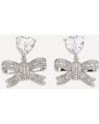 Self-Portrait - Heart-Shaped Crystal Bow Drop Earrings - Lyst