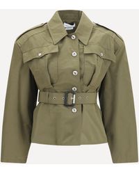 McQueen - Cropped Belted High-Neck Jacket - Lyst