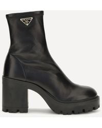 Prada - Stretch Leather Platform Ankle Boots - Lyst