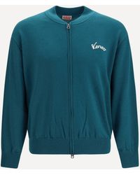 KENZO - Eiffel Tower Design Wool Zip Cardigan - Lyst