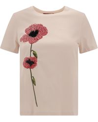Max Mara - T-shirt With Flowers And Sequins - Lyst